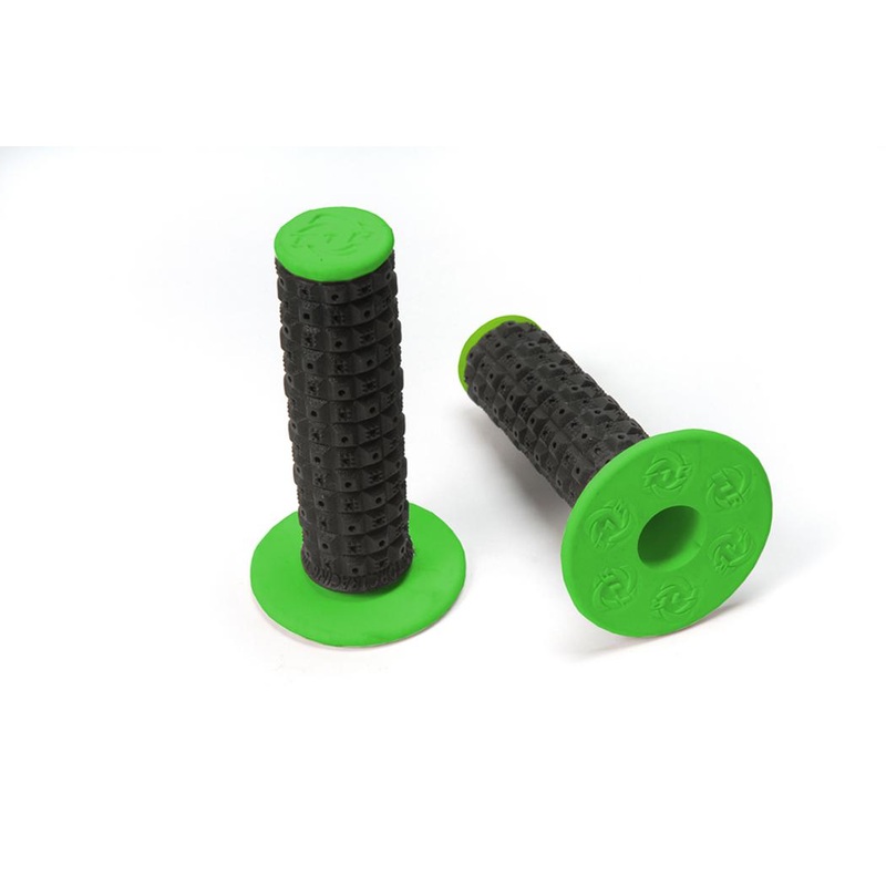 TORC1 RACING HANDLEBAR GRIPS ENDURO DUAL COMPOUND MX BLACK GREEN INCLUDES GRIP GLUE