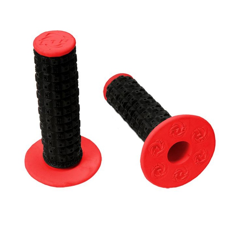 TORC1 RACING HANDLEBAR GRIPS ENDURO DUAL COMPOUND MX BLACK RED INCLUDES GRIP GLUE